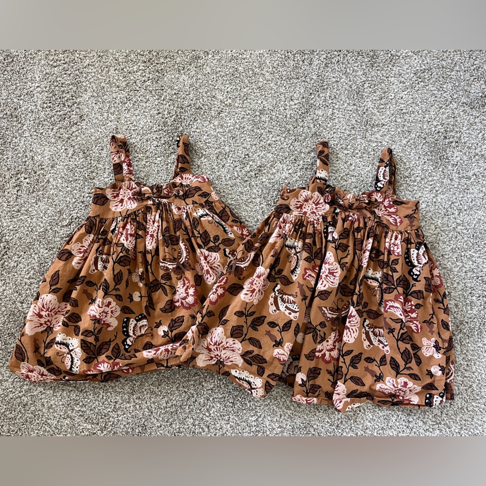 Twin Janie and Jack Brown Floral Dresses